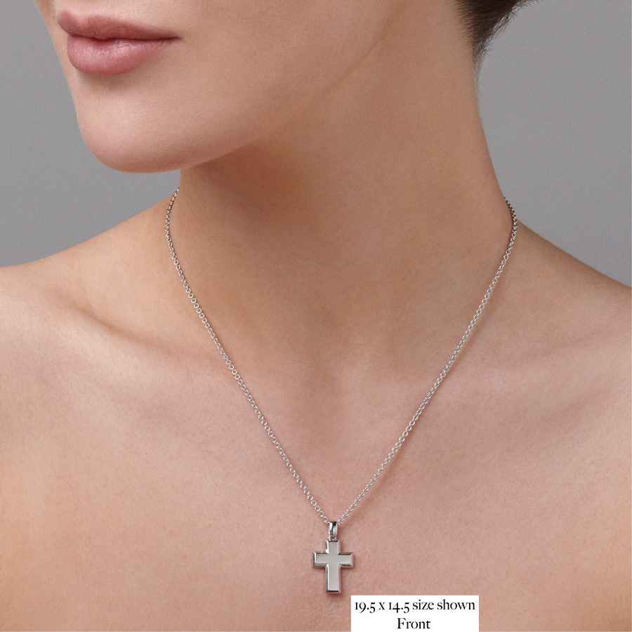Faith Cross Solid Necklace | White Gold