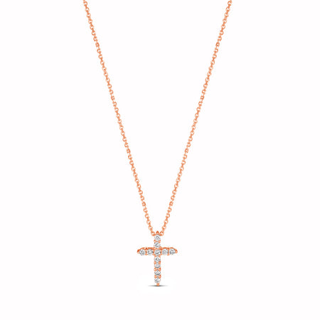 Stella Diamond Cross Necklace | Rose Gold