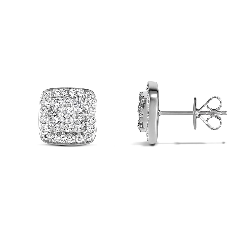 Promise Cushion Diamond Earrings | White Gold