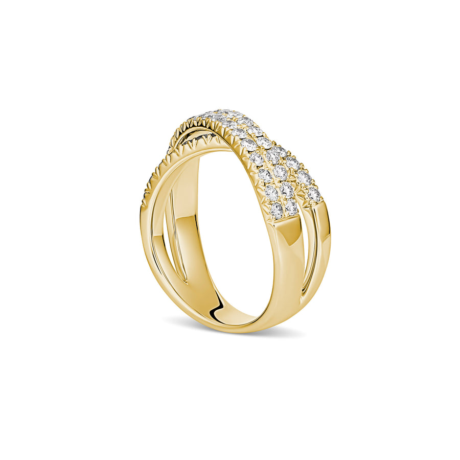 Krisscut Crossover Ring | Yellow Gold