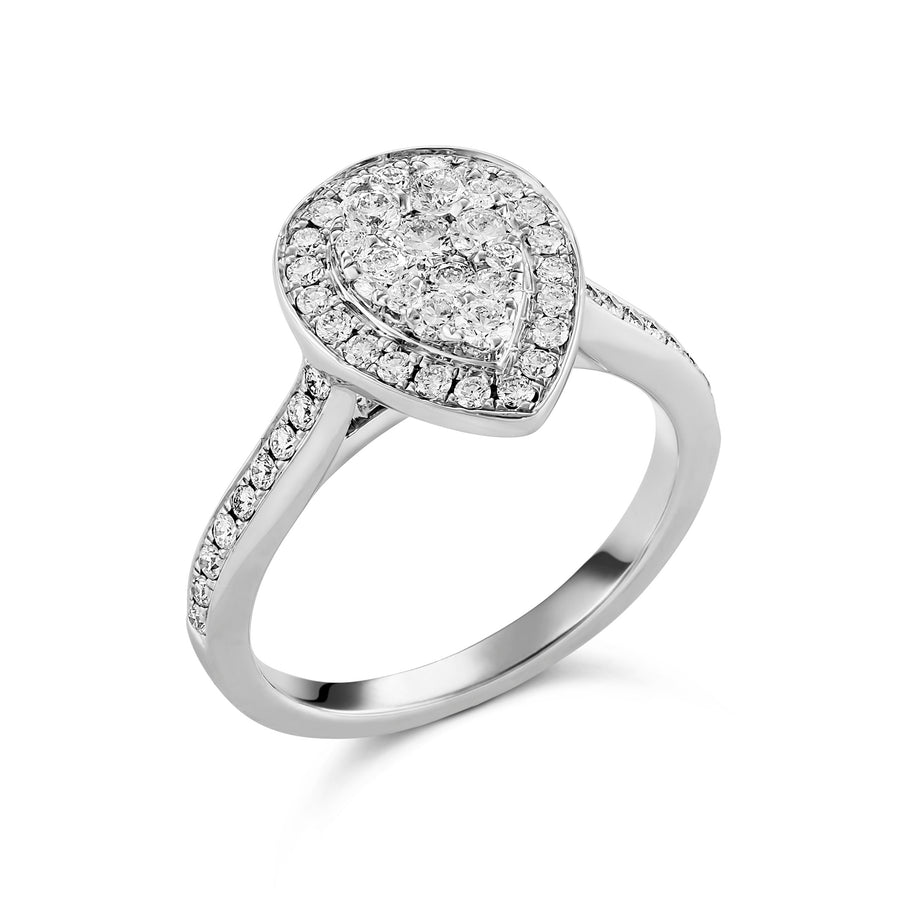 Promise Pear Diamond Halo Ring | White Gold