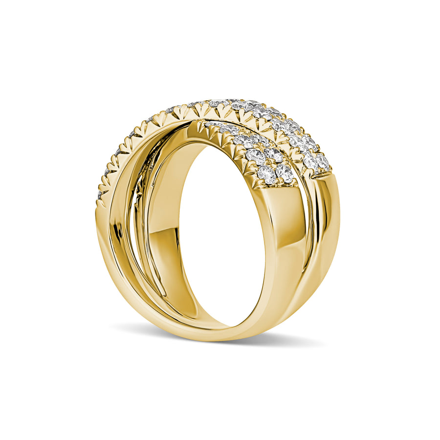 Krisscut Eclipse Crossover Ring | Yellow Gold