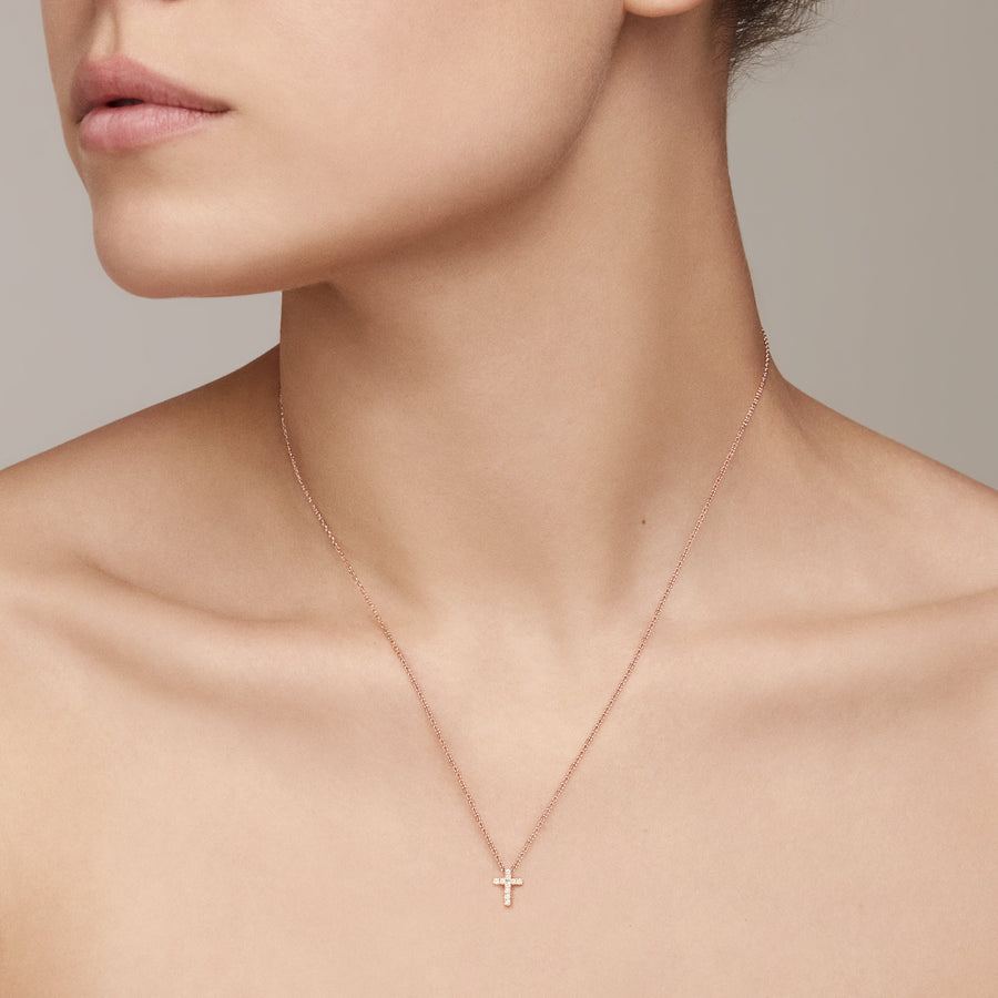 Icon Cross Pendant Necklace | Rose Gold