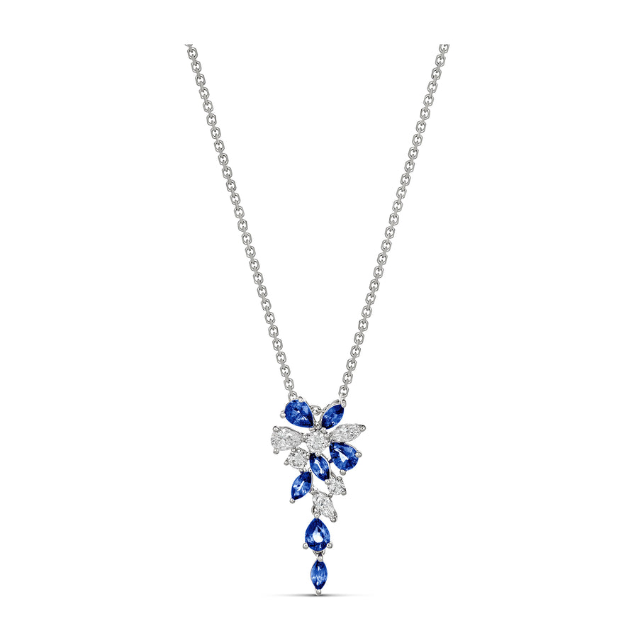 Riviera Cannes Sapphire and Diamond Pendant Necklace | White Gold