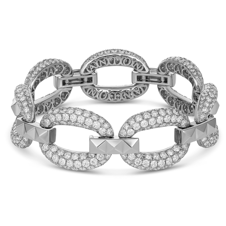 R.08™ Diamond Statement Link Bracelet | White Gold