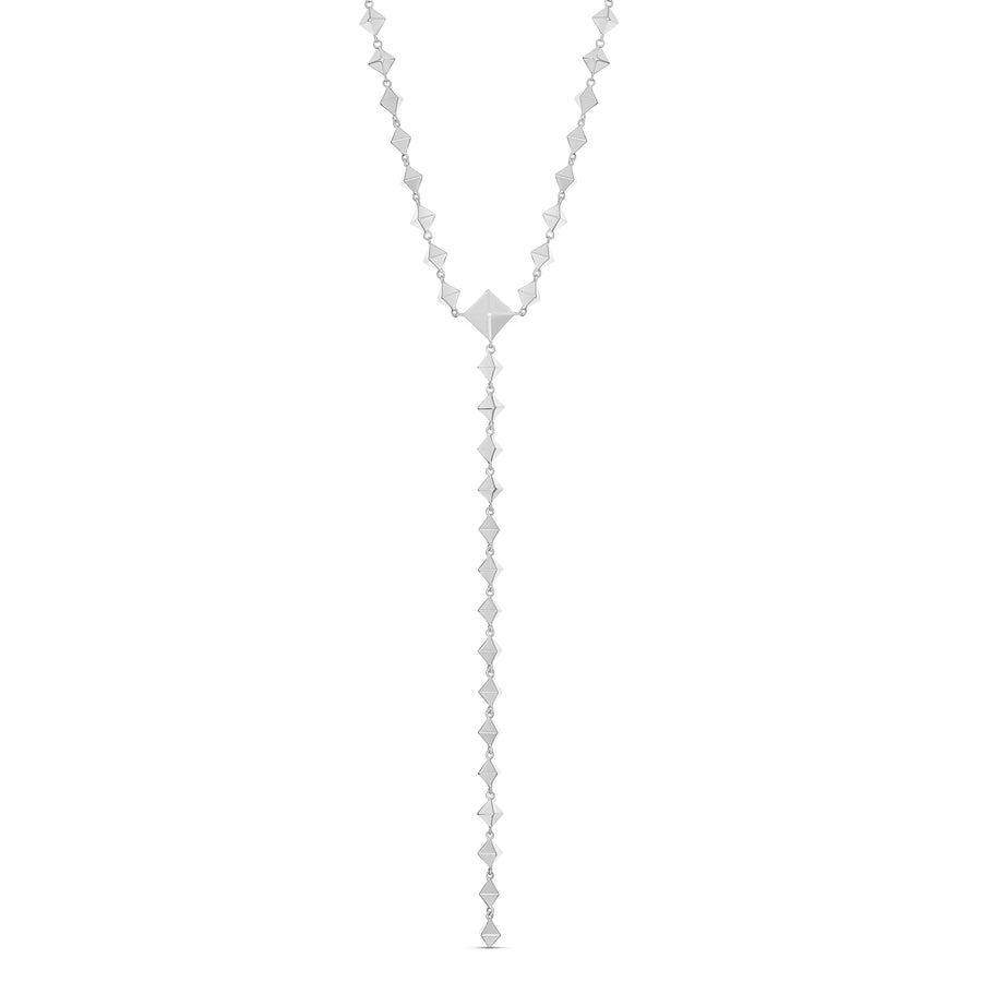Matrix RockStud Lariat Necklace in White Gold by Anton Jewellery