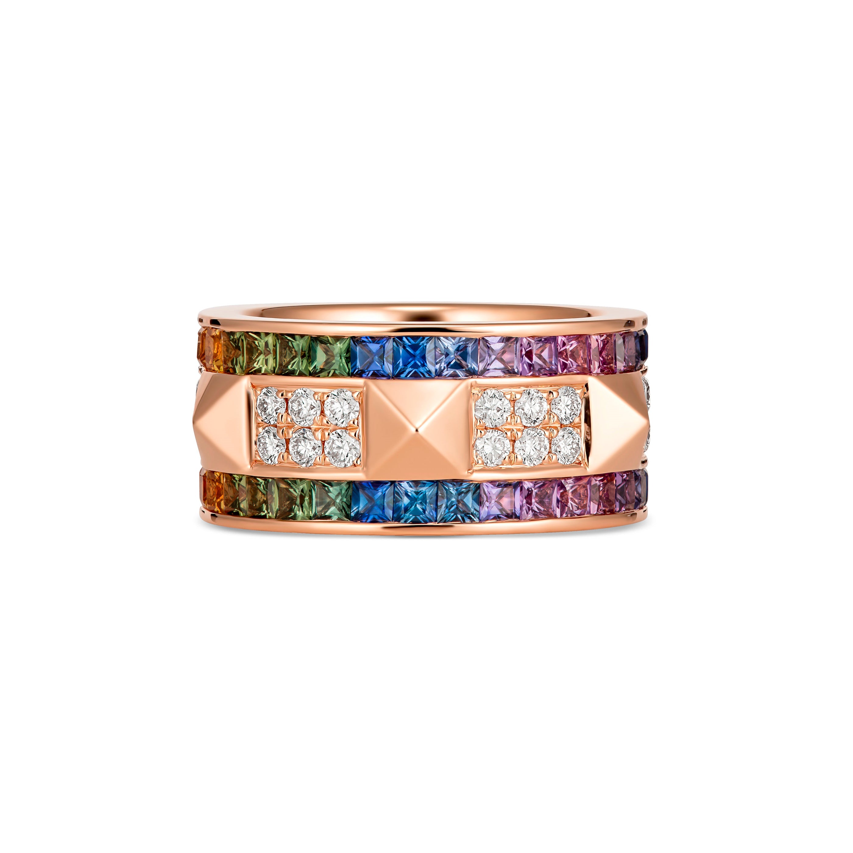 R.08® Deux Rainbow Sapphire and Diamond Ring | Rose Gold - RS-R34666-RG ...