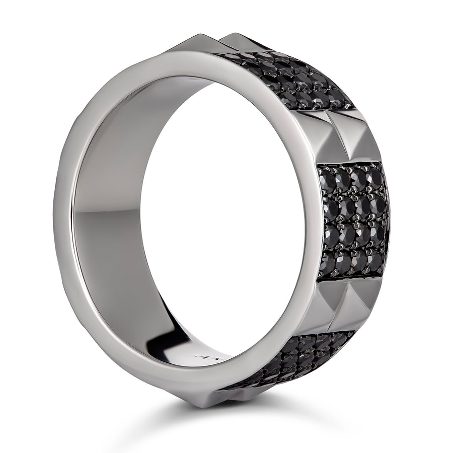R.08™ Quatre Men's Black Diamond Ring | White Gold