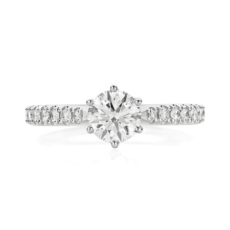 Classic Taylor Round Brilliant Cut Diamond Engagement Ring | 18K White Gold