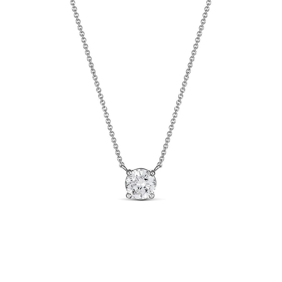 Classic 4 Claw Diamond Pendant Necklace | White Gold