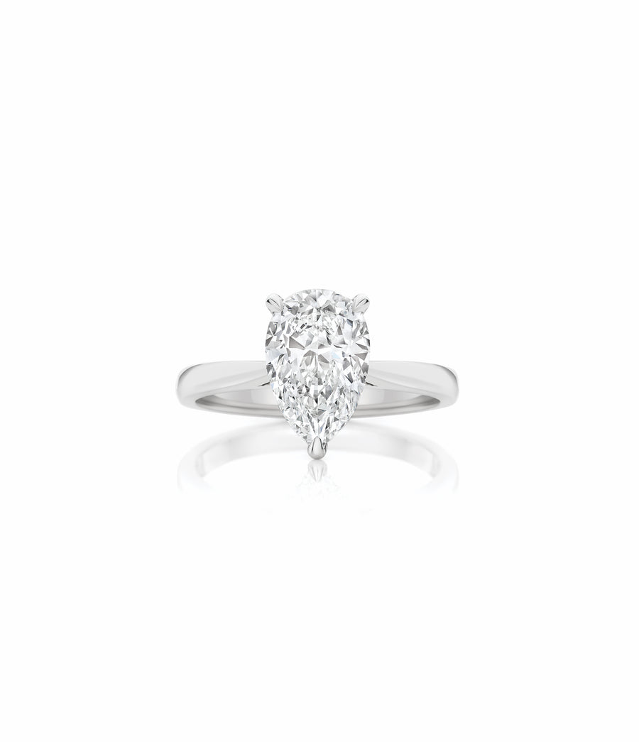 Classic Engagement | Pear Cut Diamond Three Claw Ring