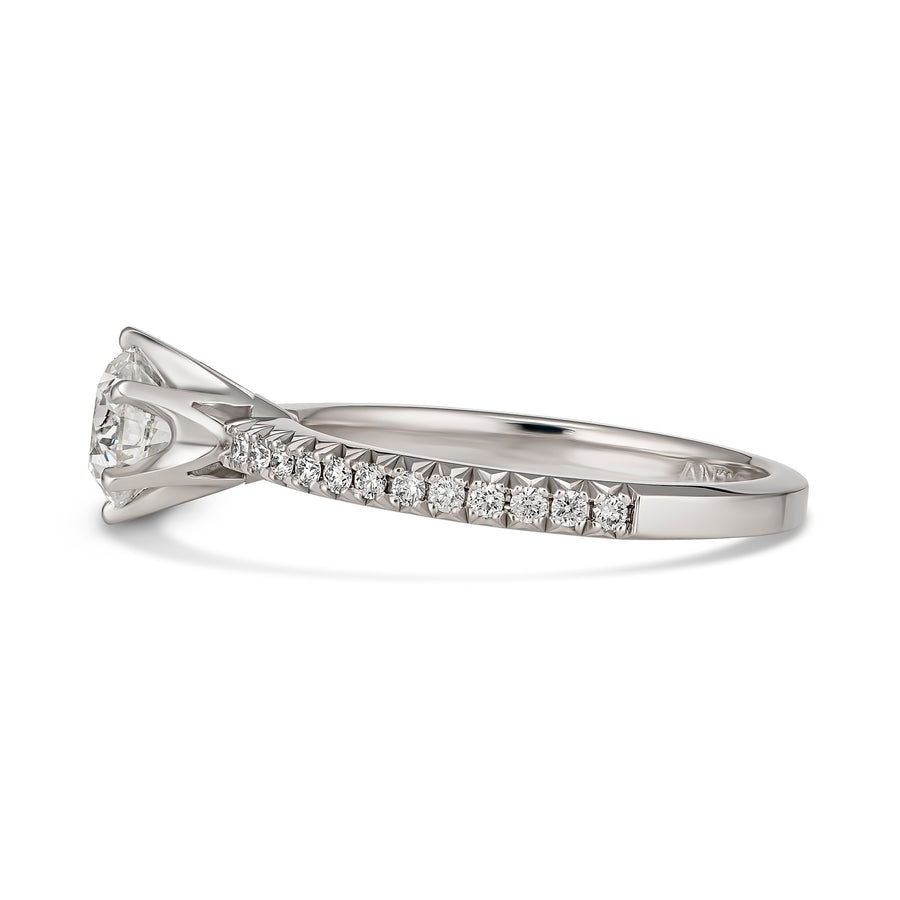 Classic Engagement Round Brilliant Cut Six Claw Diamond Ring | White Gold