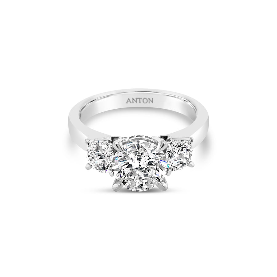 Three Stone Round Cut Diamond Engagement Ring