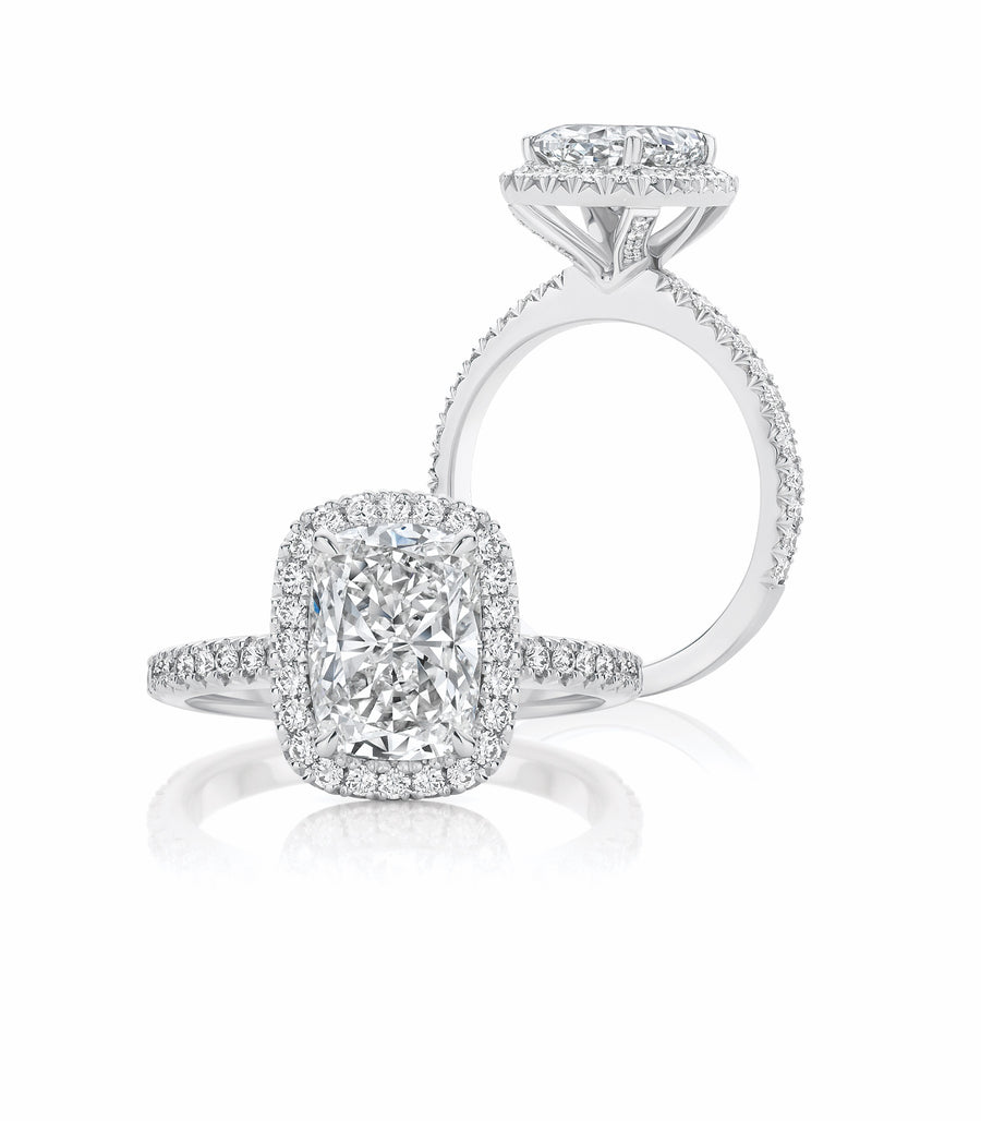 Hot Rocks® Cushion Cut Diamond Engagement Ring | White Gold