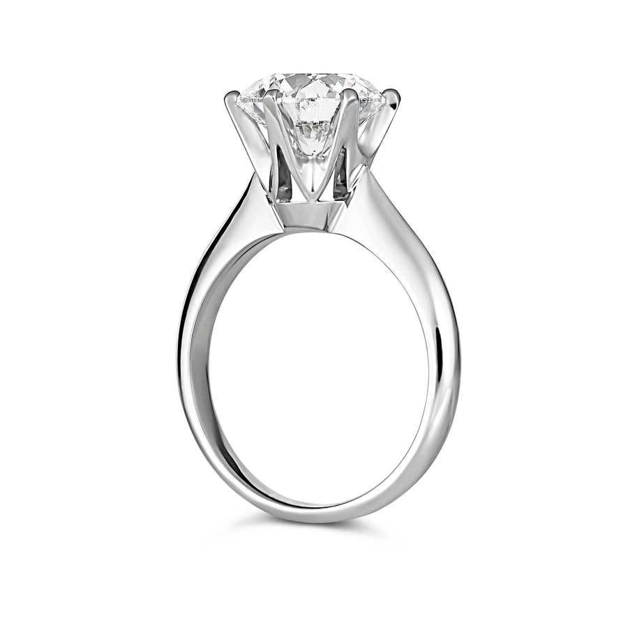 Classic Engagement | Round Brilliant Cut Six Claw Tapered Ring