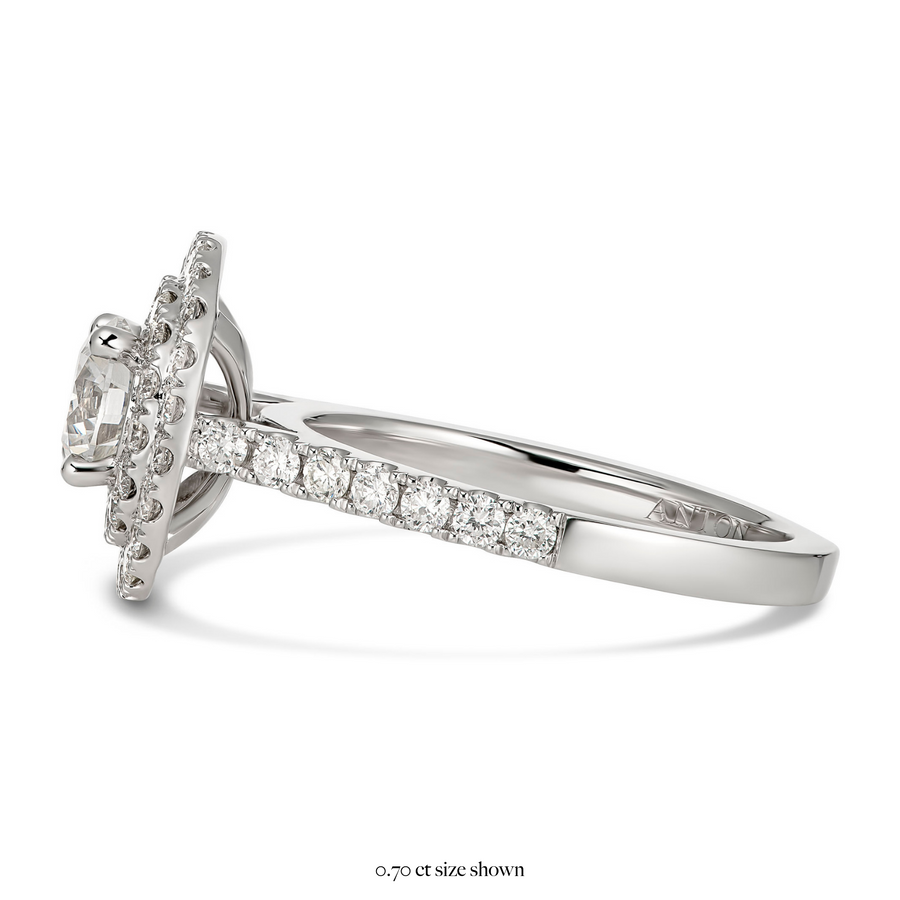 Truly Round Cut Double-Halo Engagement Ring | White Gold