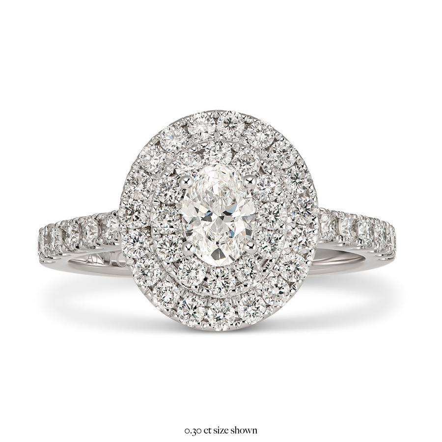 Truly Oval Double-Halo Engagement Ring | White Gold