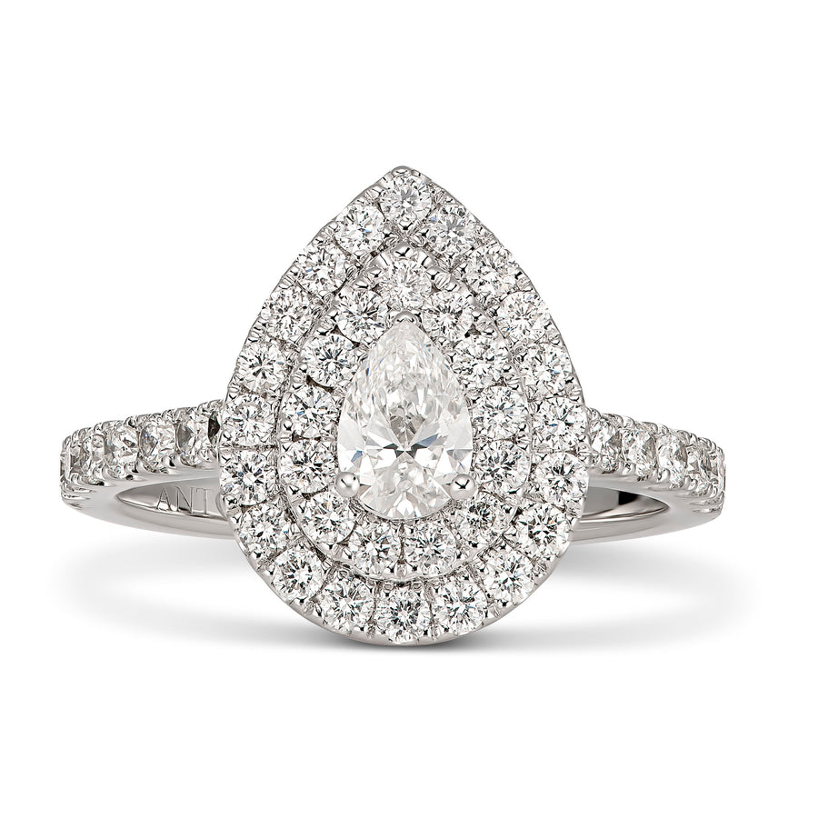 Truly Pear Double-Halo Engagement Ring | White Gold