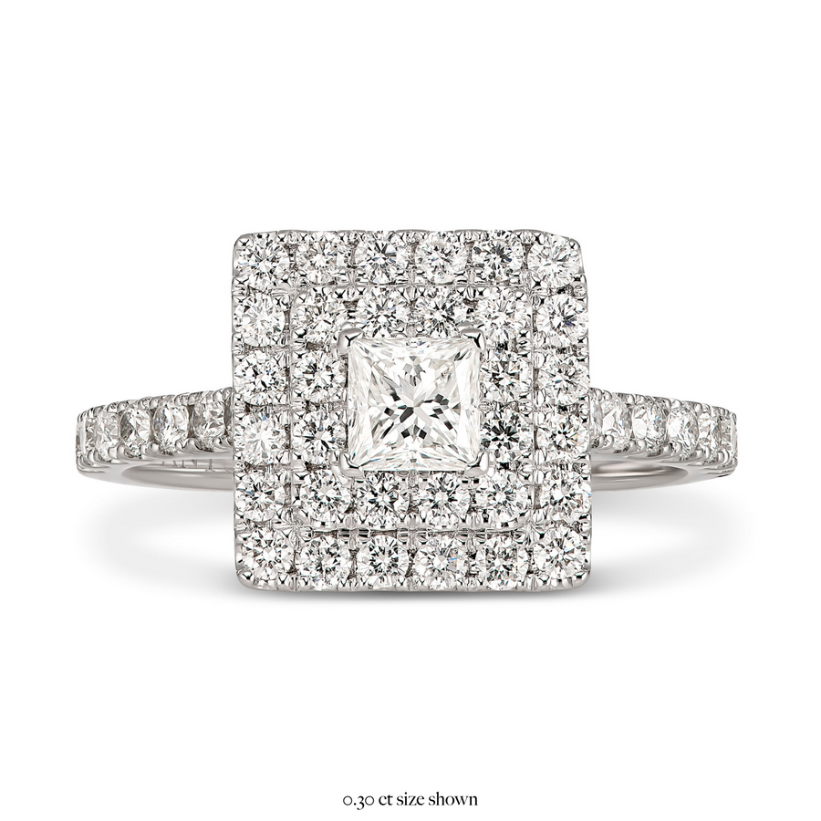 Truly Princess Double-Halo Engagement Ring | White Gold