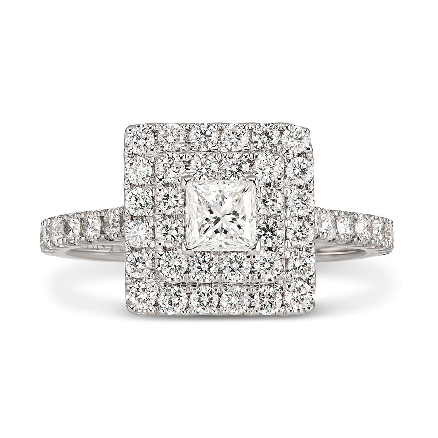 Truly Princess Double-Halo Engagement Ring | White Gold
