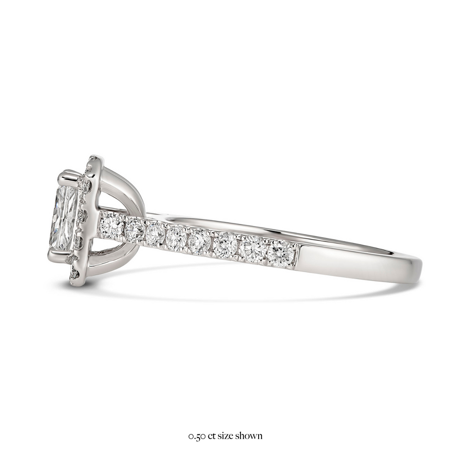 Adore Radiant Halo Engagement Ring | White Gold