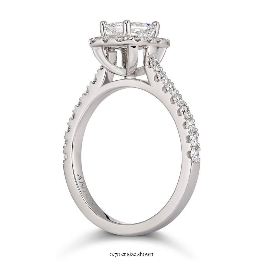 Adore Radiant Halo Engagement Ring | White Gold