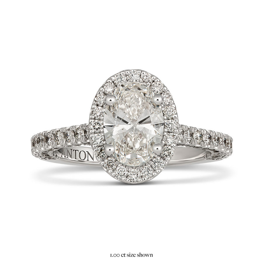 Bliss Oval Halo Engagement Ring | White Gold