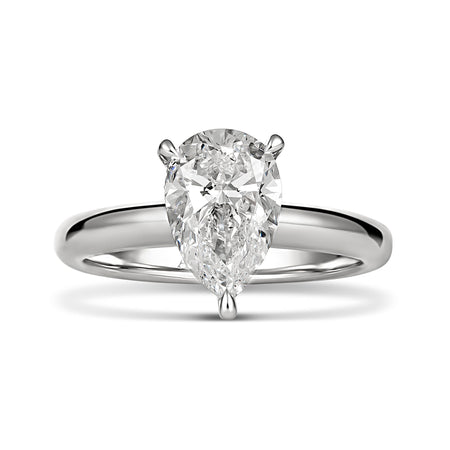 Classic Crawford Pear Cut Diamond Engagement Ring | 18K White Gold
