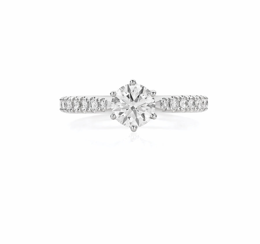 Classic Engagement | Round Cut Six Claw Rounded Ring