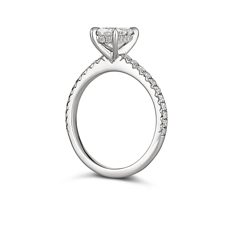 Classic Engagement Emerald Cut Diamond Ring | White Gold