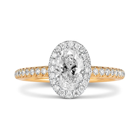 Classic Minelli Oval Cut Diamond Engagement Ring | 18K Yellow Gold