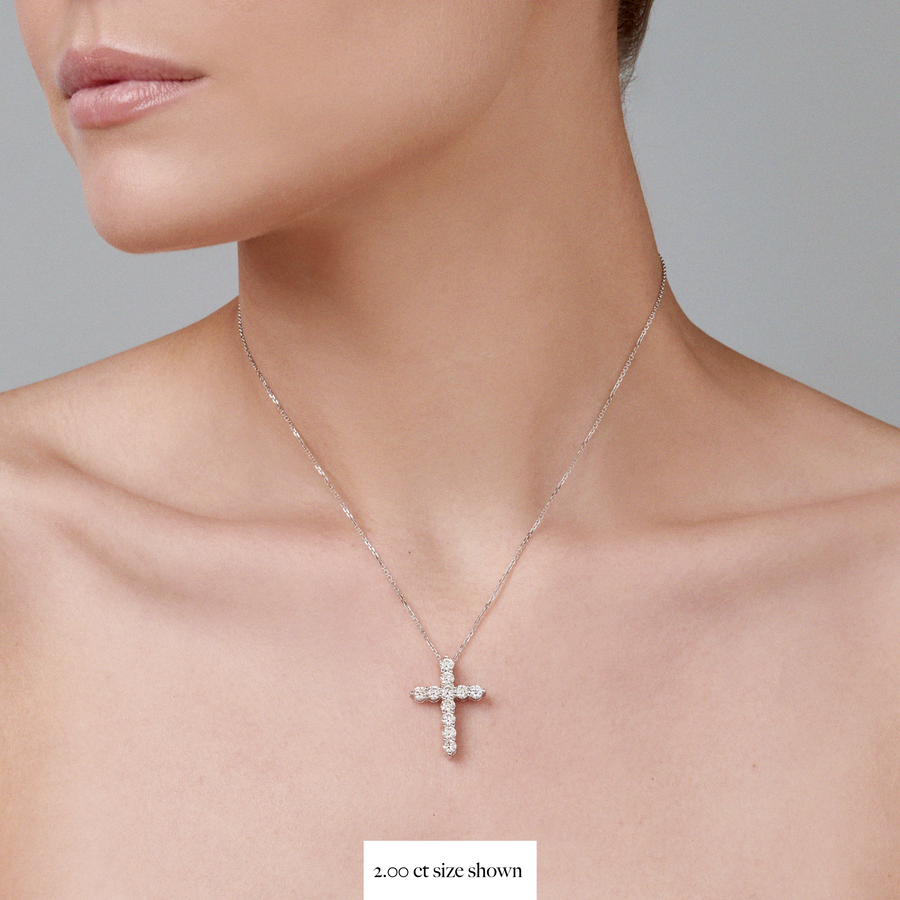 Stella Diamond Cross Necklace | White Gold