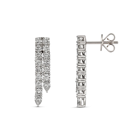 Waterfall Classic Diamond Drop Earrings | White Gold