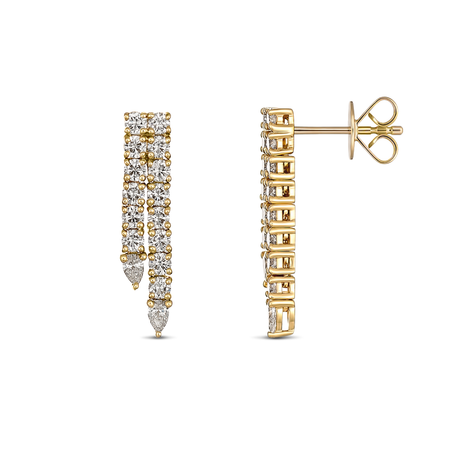 Waterfall Classic Diamond Drop Earrings | Yellow Gold