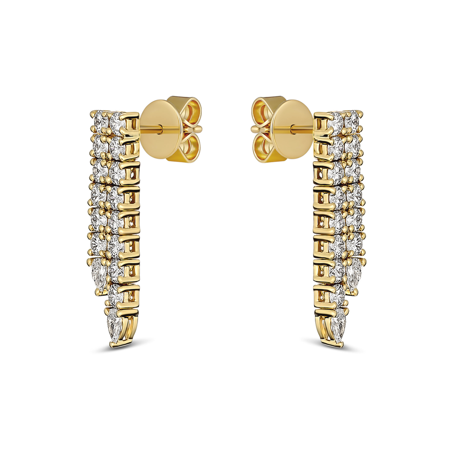 Waterfall Classic Diamond Drop Earrings | Yellow Gold