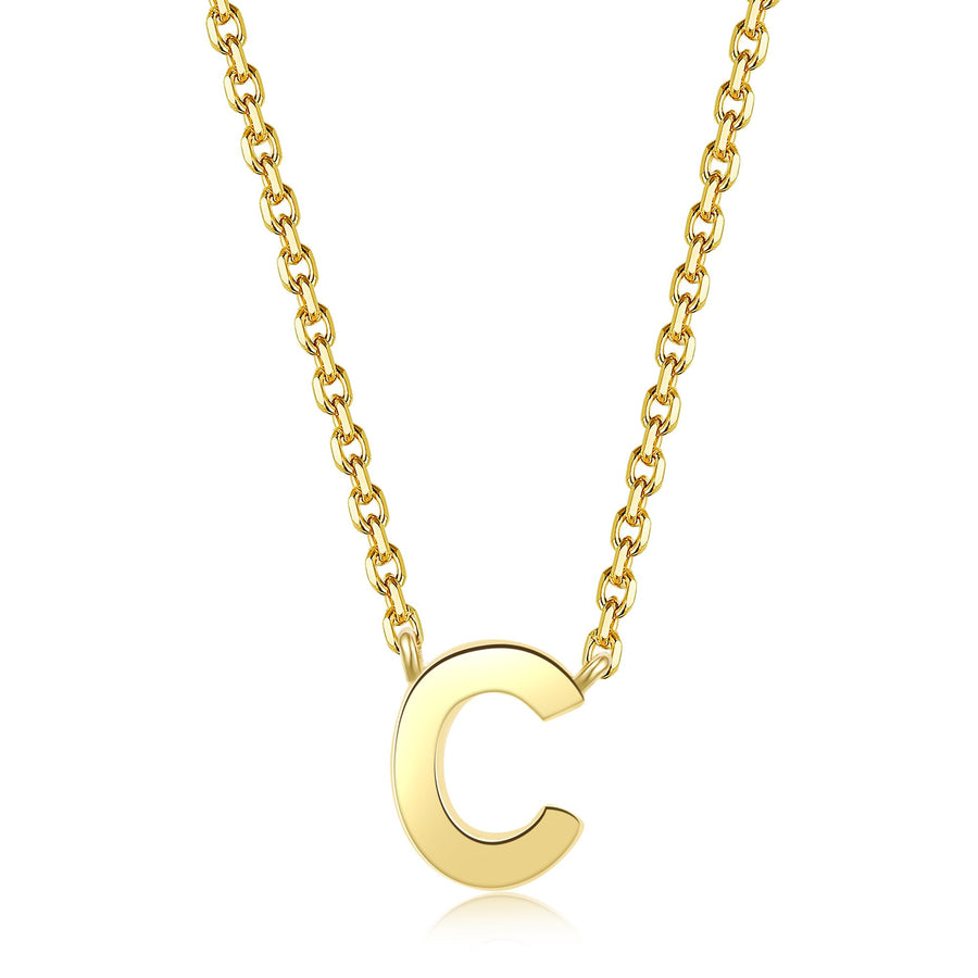 Initial Plain Pendant Necklace | Yellow Gold