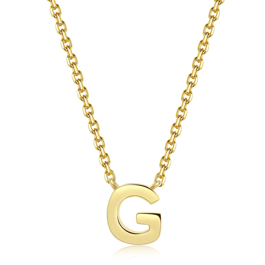Initial Plain Pendant Necklace | Yellow Gold