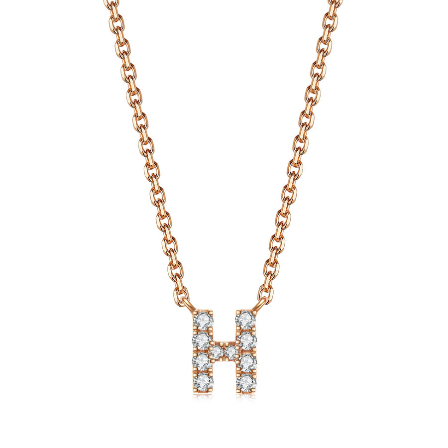 Initial Diamond Pendant Necklace | Rose Gold