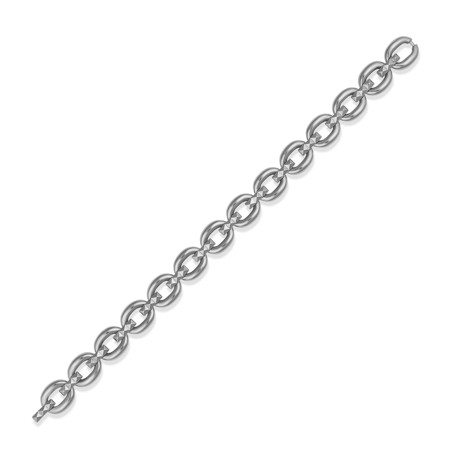 R.08™ Link Solid Bracelet | White Gold